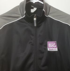 VTG Retro Yahoo Big Yahoo Patch Player in back.  Black Zip Jacket Sz M 4 Pockets